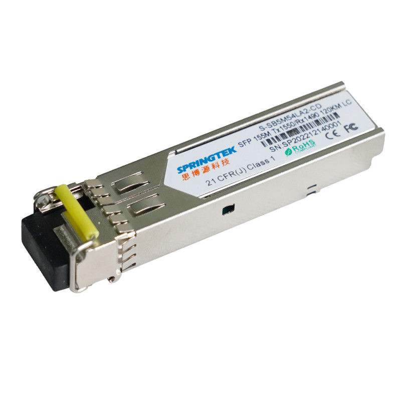 Kompatybilny z marką 155M jednomodowy BiDi 120km LC Tx1550 / Rx1490nm DDM SFP przemysłowy moduł światłowodowy