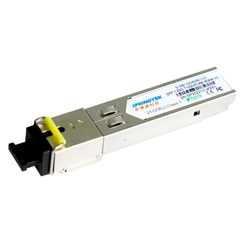 Kompatybilny moduł nadawczo-odbiorczy Cisco 1.25G BIDI SFP T1550 / R1490nm 80 km z modułem DDM SC