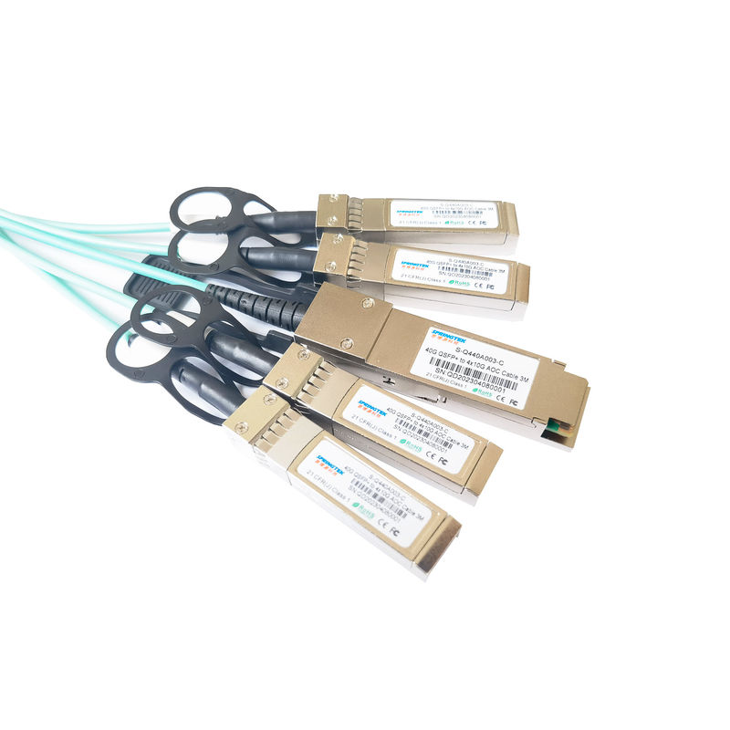 Aktywny kabel optyczny 3M 40G QSFP + do 4X10g SFP + AOC MMF dla sieci Ethernet i Fibre Channel