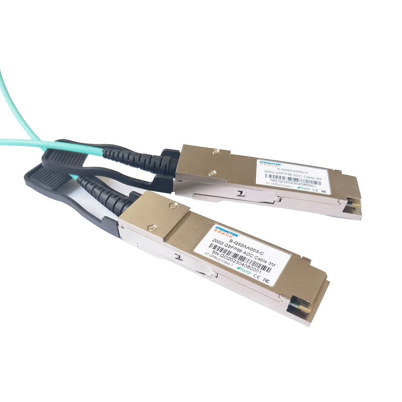 200G QSFP56 do QSFP56 Aktywny kabel optyczny Patchcord światłowodowy AOC OM3 Zastosowanie do wyposażenia centrum danych